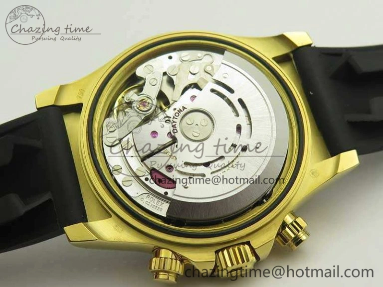 Daytona 116518LN YG JH Best White MOP Diam Dial On Rubber Strap A4130 (Free XS Rubber ) Packable 3460