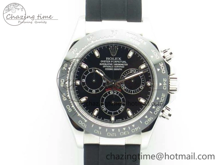 Daytona 116519 ARF Custom Made 904L SS Case Black Dial On Rubber Strap A4130 Super Clone HighQuality 3491