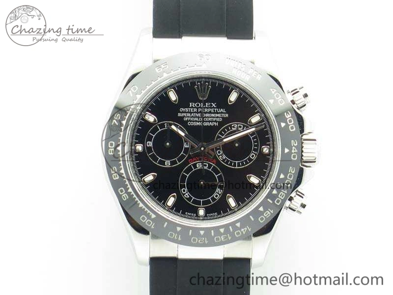 Daytona 116519 ARF Custom Made 904L SS Case Black Dial On Rubber Strap A4130 Super Clone HighQuality 3491