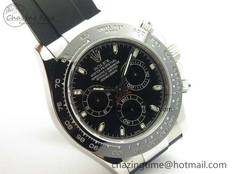 Daytona 116519 ARF Custom Made 904L SS Case Black Dial On Rubber Strap A4130 Super Clone HighQuality 3491