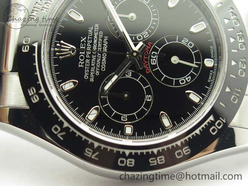 Daytona 116519 ARF Custom Made 904L SS Case Black Dial On Rubber Strap A4130 Super Clone HighQuality 3491
