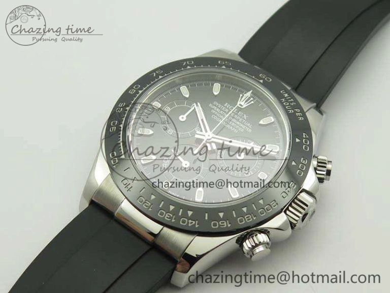 Daytona 116519 ARF Custom Made 904L SS Case Black Dial On Rubber Strap A4130 Super Clone HighQuality 3491