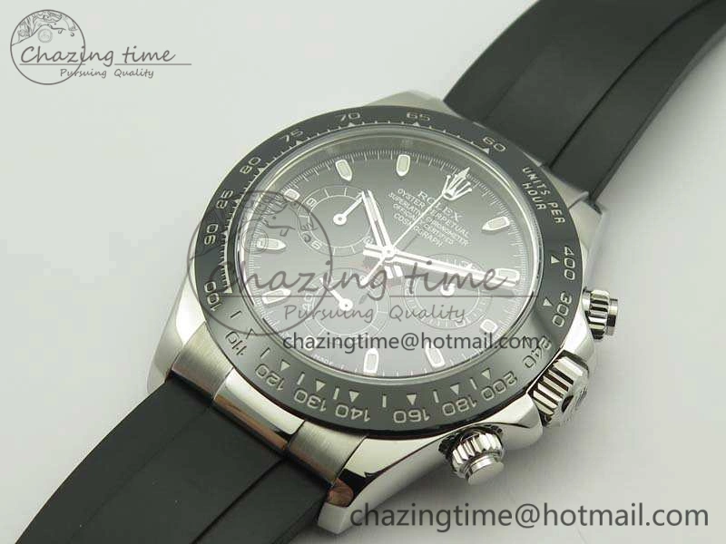 Daytona 116519 ARF Custom Made 904L SS Case Black Dial On Rubber Strap A4130 Super Clone HighQuality 3491