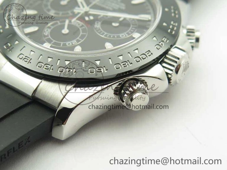 Daytona 116519 ARF Custom Made 904L SS Case Black Dial On Rubber Strap A4130 Super Clone HighQuality 3491