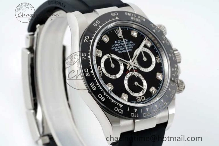 Daytona 116519 BTF 1:1 Best Edition Black Diamonds Dial on Oysterflex Rubber Strap SA SmoothTexture 2345