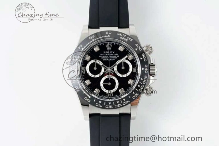 Daytona 116519 BTF 1:1 Best Edition Black Diamonds Dial on Oysterflex Rubber Strap SA SmoothTexture 2345