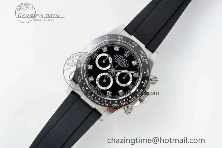 Daytona 116519 BTF 1:1 Best Edition Black Diamonds Dial on Oysterflex Rubber Strap SA SmoothTexture 2345