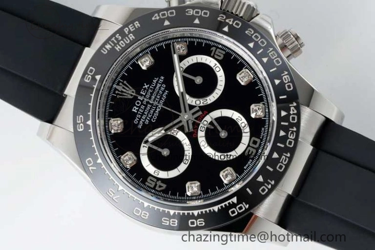 Daytona 116519 BTF 1:1 Best Edition Black Diamonds Dial on Oysterflex Rubber Strap SA SmoothTexture 2345