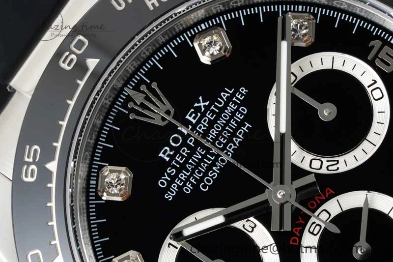 Daytona 116519 BTF 1:1 Best Edition Black Diamonds Dial on Oysterflex Rubber Strap SA SmoothTexture 2345