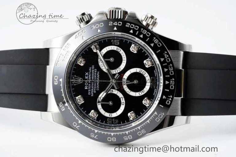 Daytona 116519 BTF 1:1 Best Edition Black Diamonds Dial on Oysterflex Rubber Strap SA SmoothTexture 2345