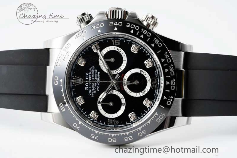 Daytona 116519 BTF 1:1 Best Edition Black Diamonds Dial on Oysterflex Rubber Strap SA SmoothTexture 2345