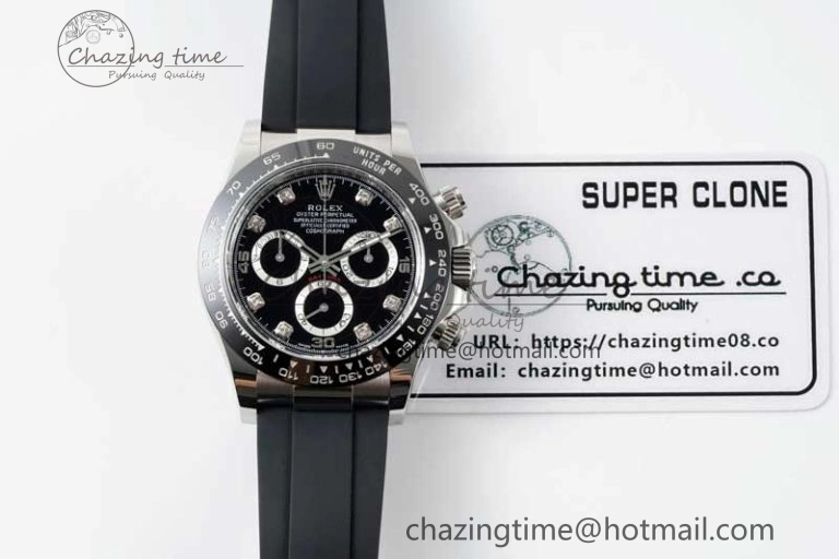 Daytona 116519 BTF 1:1 Best Edition Black Diamonds Dial on Oysterflex Rubber Strap SA SmoothTexture 2345