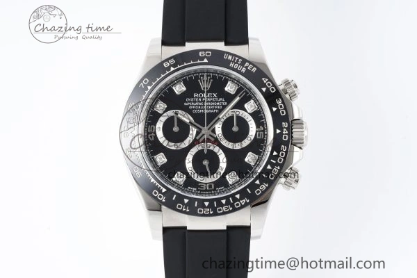 Daytona 116519 Clean Factory 1:1 Best Edition Black Diamonds Dial on Oysterflex Rubber Strap SA Casual 1829