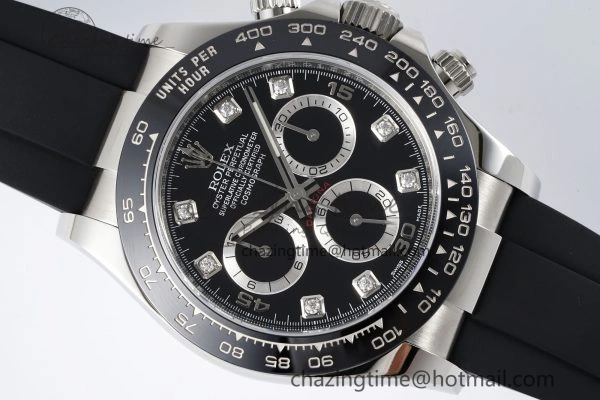 Daytona 116519 Clean Factory 1:1 Best Edition Black Diamonds Dial on Oysterflex Rubber Strap SA Casual 1829