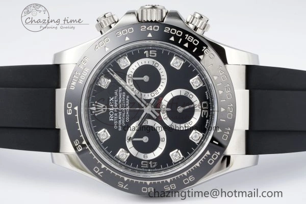Daytona 116519 Clean Factory 1:1 Best Edition Black Diamonds Dial on Oysterflex Rubber Strap SA Casual 1829