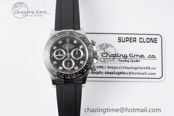Daytona 116519 Clean Factory 1:1 Best Edition Black Diamonds Dial on Oysterflex Rubber Strap SA Casual 1829