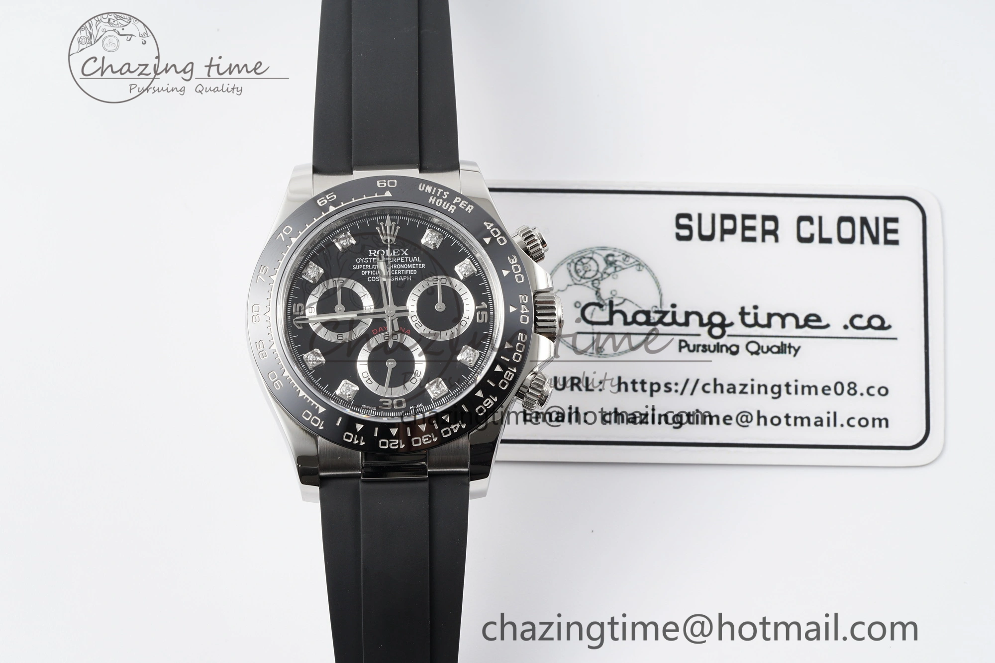 Daytona 116519 Clean Factory 1:1 Best Edition Black Diamonds Dial on Oysterflex Rubber Strap SA Casual 1829