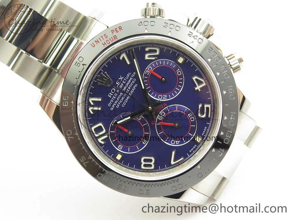 Breathable Daytona 116519 JHF Best Edition Ceramic Bezel Blue Numeral Dial on SS Bracelet A 3263