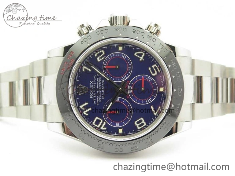 Breathable Daytona 116519 JHF Best Edition Ceramic Bezel Blue Numeral Dial on SS Bracelet A 3263