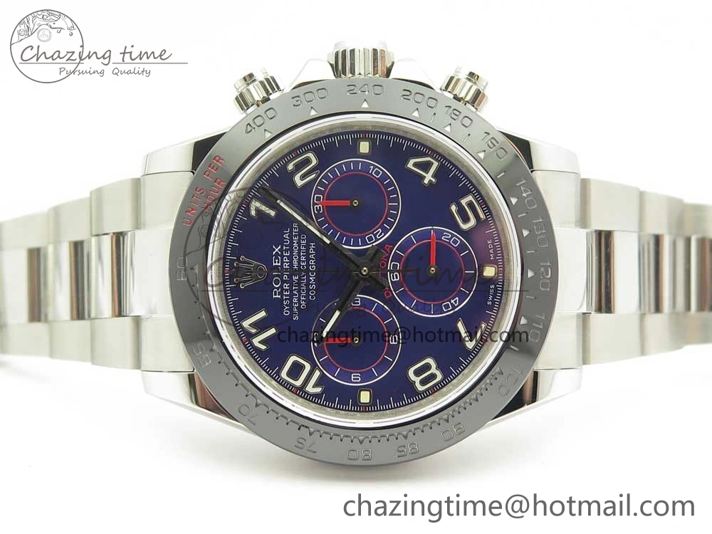 Breathable Daytona 116519 JHF Best Edition Ceramic Bezel Blue Numeral Dial on SS Bracelet A 3263