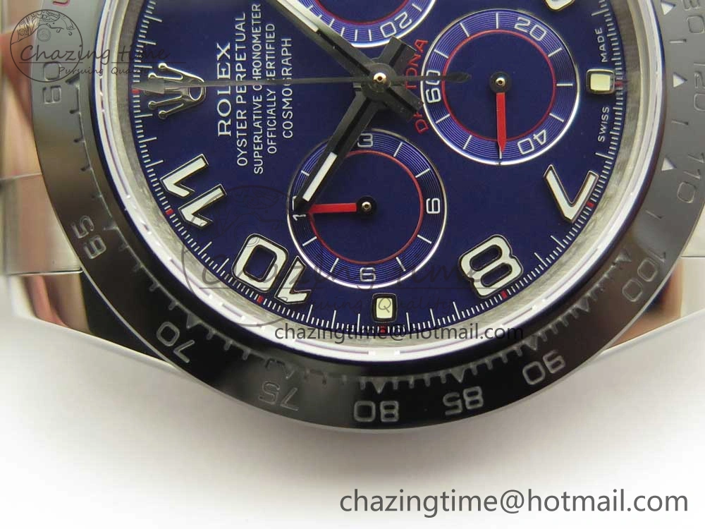 Breathable Daytona 116519 JHF Best Edition Ceramic Bezel Blue Numeral Dial on SS Bracelet A 3263