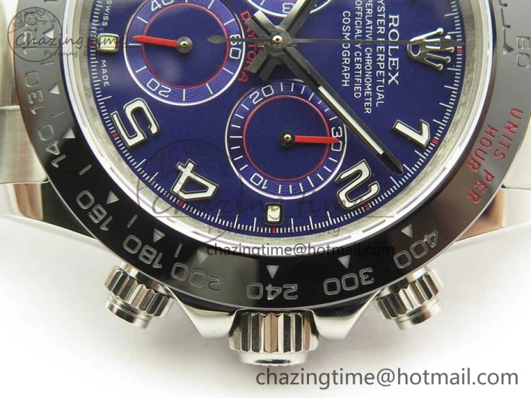 Breathable Daytona 116519 JHF Best Edition Ceramic Bezel Blue Numeral Dial on SS Bracelet A 3263
