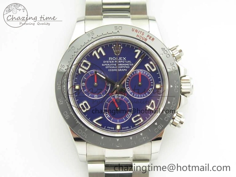 Breathable Daytona 116519 JHF Best Edition Ceramic Bezel Blue Numeral Dial on SS Bracelet A 3263