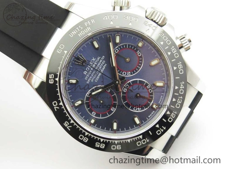 Daytona 116519 Noob 1:1 Best Edition 904L SS Case Blue Dial on Black Rubber Strap SA4130 (Free Extra Strap) Practical 3290