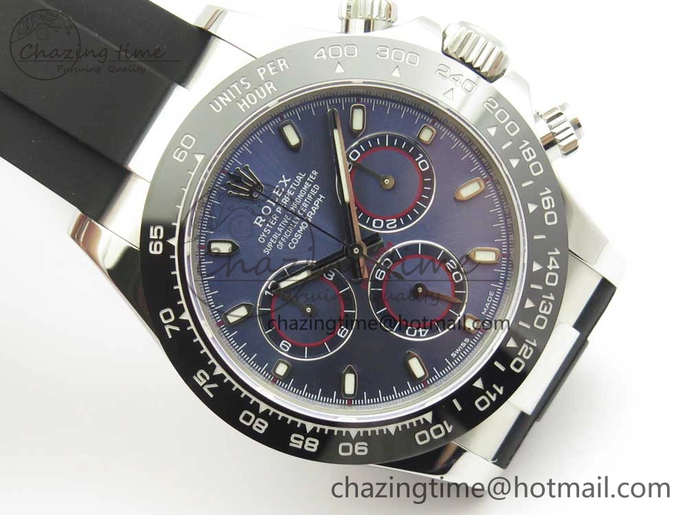 Daytona 116519 Noob 1:1 Best Edition 904L SS Case Blue Dial on Black Rubber Strap SA4130 (Free Extra Strap) Practical 3290