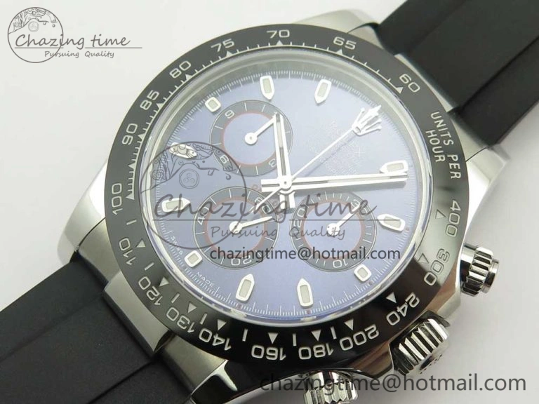 Daytona 116519 Noob 1:1 Best Edition 904L SS Case Blue Dial on Black Rubber Strap SA4130 (Free Extra Strap) Practical 3290
