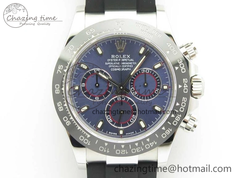 Daytona 116519 Noob 1:1 Best Edition 904L SS Case Blue Dial on Black Rubber Strap SA4130 (Free Extra Strap) Practical 3290