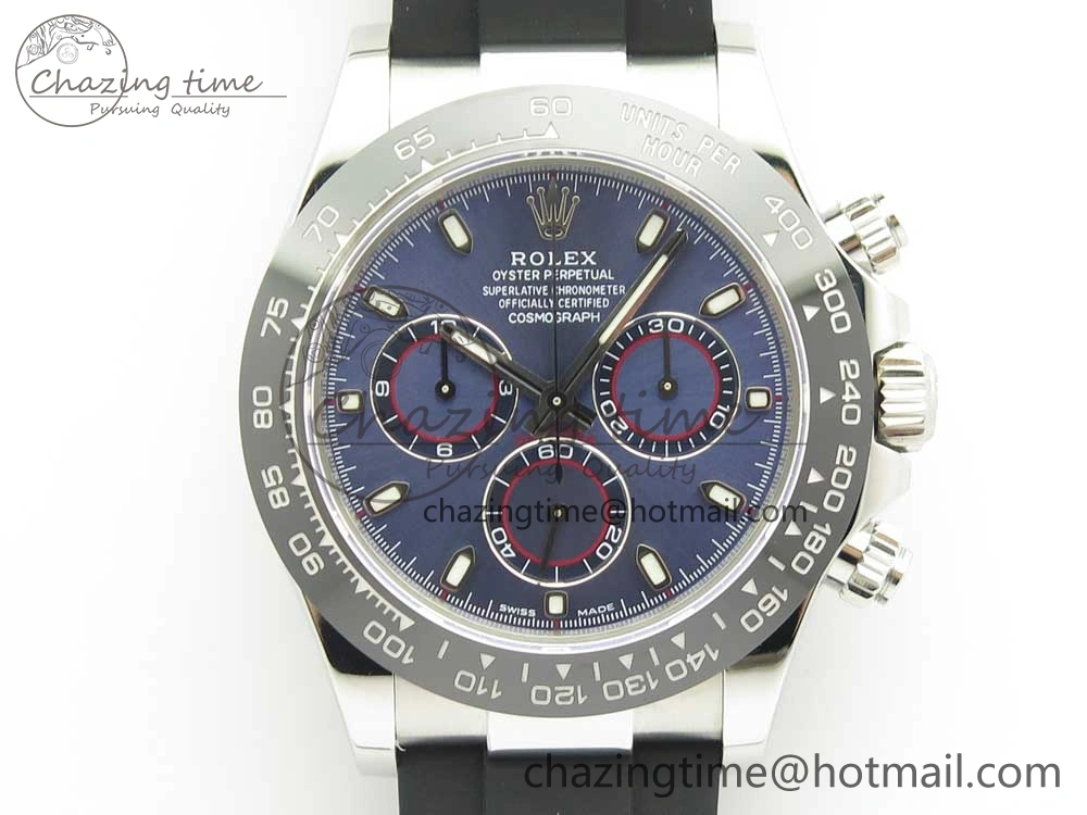 Daytona 116519 Noob 1:1 Best Edition 904L SS Case Blue Dial on Black Rubber Strap SA4130 (Free Extra Strap) Practical 3290
