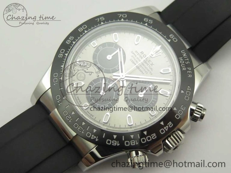 Daytona 116519 Noob 1:1 Best Edition 904L SS Case Gray Black Dial on Black Rubber Strap SA4130 (Free Extra Strap) Casual 3336