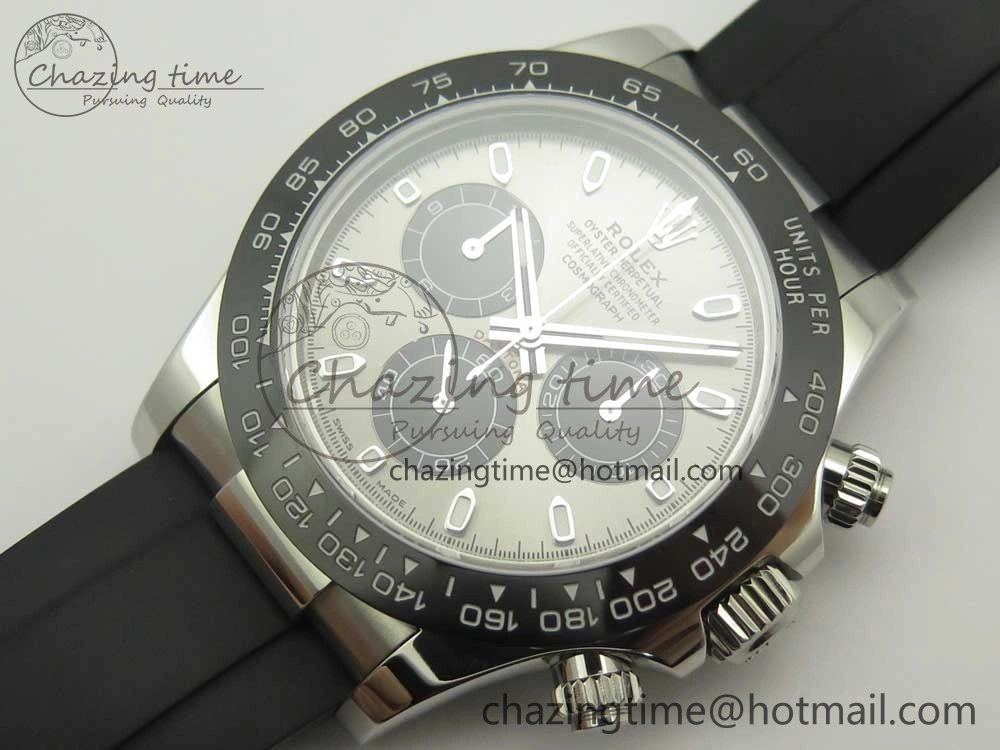 Daytona 116519 Noob 1:1 Best Edition 904L SS Case Gray Black Dial on Black Rubber Strap SA4130 (Free Extra Strap) Casual 3336