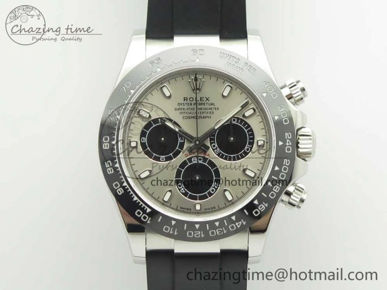 Daytona 116519 Noob 1:1 Best Edition 904L SS Case Gray Black Dial on Black Rubber Strap SA4130 (Free Extra Strap) Casual 3336