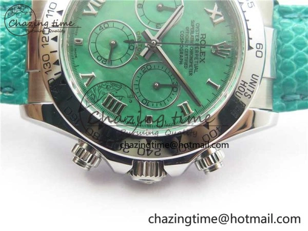 Compact Daytona 116519 OXF Best Edition Green Dial on Green Leather Strap A 3072