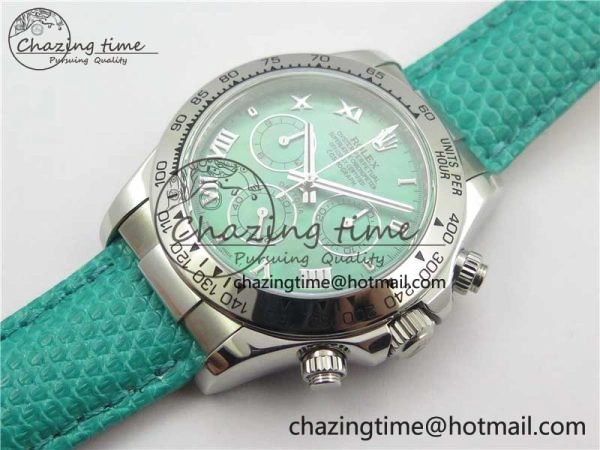 Compact Daytona 116519 OXF Best Edition Green Dial on Green Leather Strap A 3072