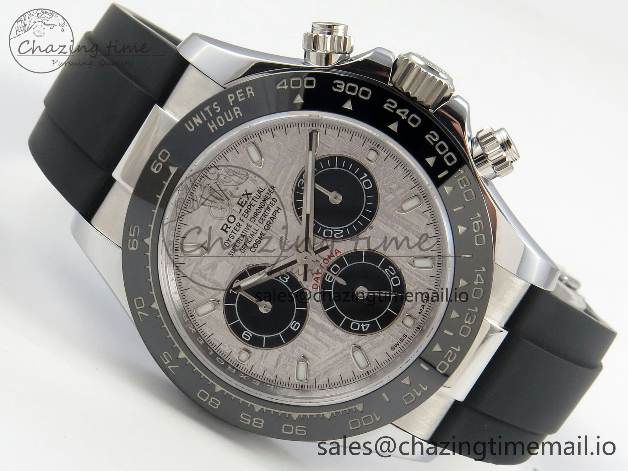 WeatherProof Daytona 116519 SS 3CF 1:1 Best Edition Black Bezel Meteorite Dial on Oysterflex Strap SH4130 V2(Mod Version) 143