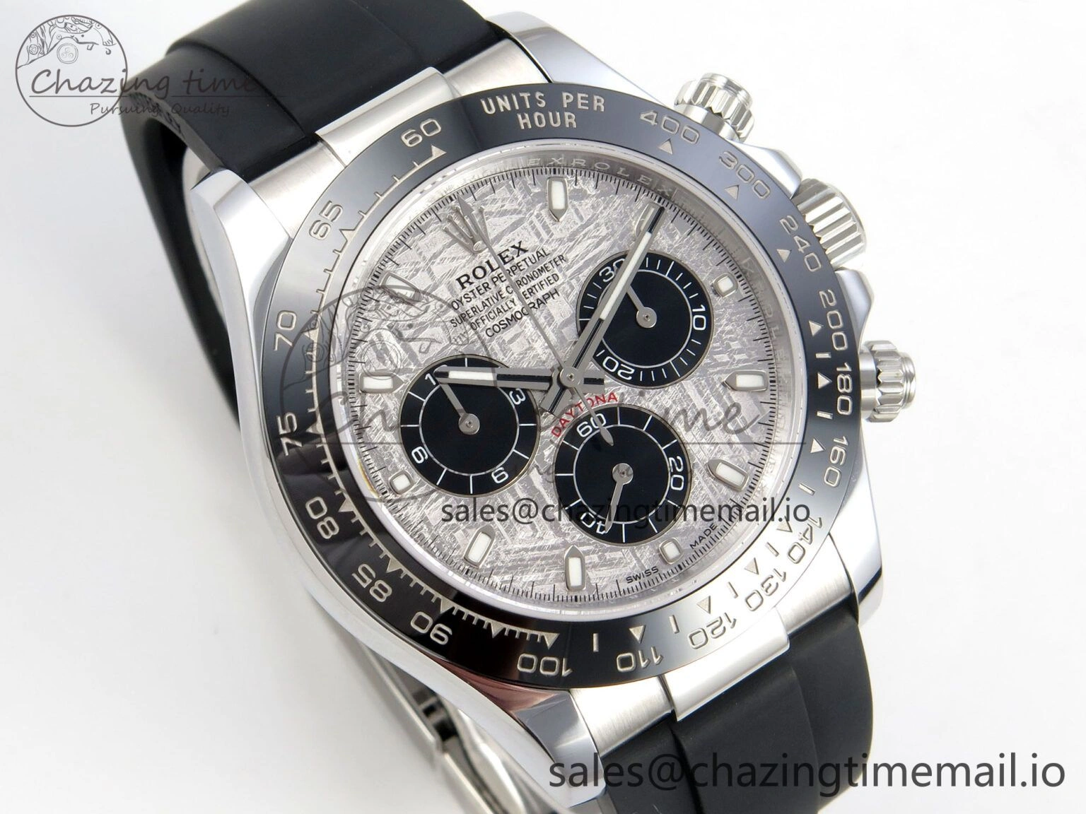 WeatherProof Daytona 116519 SS 3CF 1:1 Best Edition Black Bezel Meteorite Dial on Oysterflex Strap SH4130 V2(Mod Version) 143