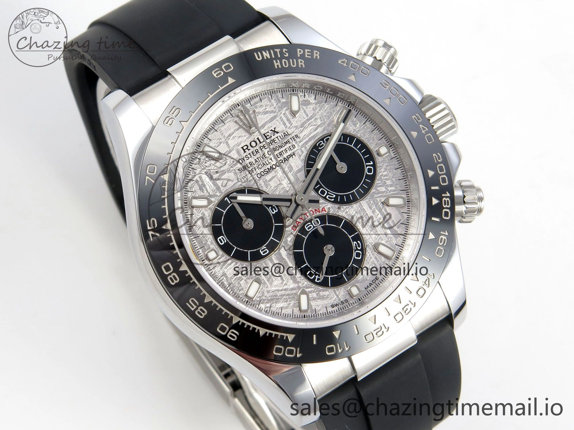 WeatherProof Daytona 116519 SS 3CF 1:1 Best Edition Black Bezel Meteorite Dial on Oysterflex Strap SH4130 V2(Mod Version) 143