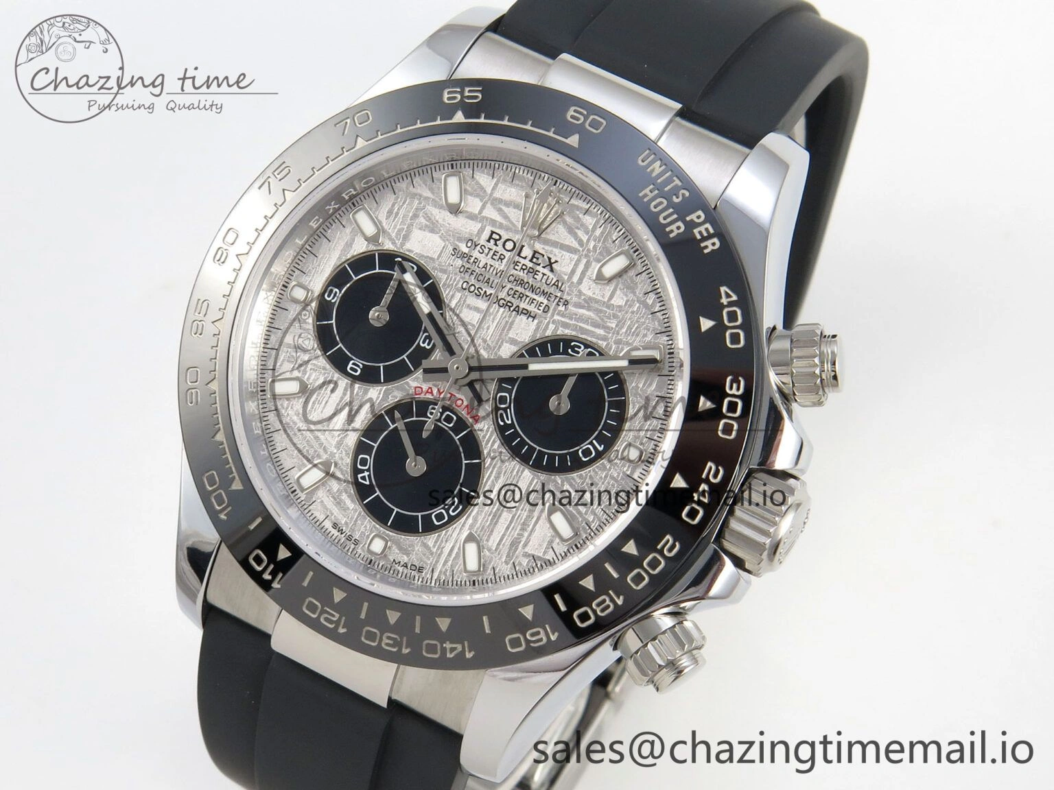 WeatherProof Daytona 116519 SS 3CF 1:1 Best Edition Black Bezel Meteorite Dial on Oysterflex Strap SH4130 V2(Mod Version) 143