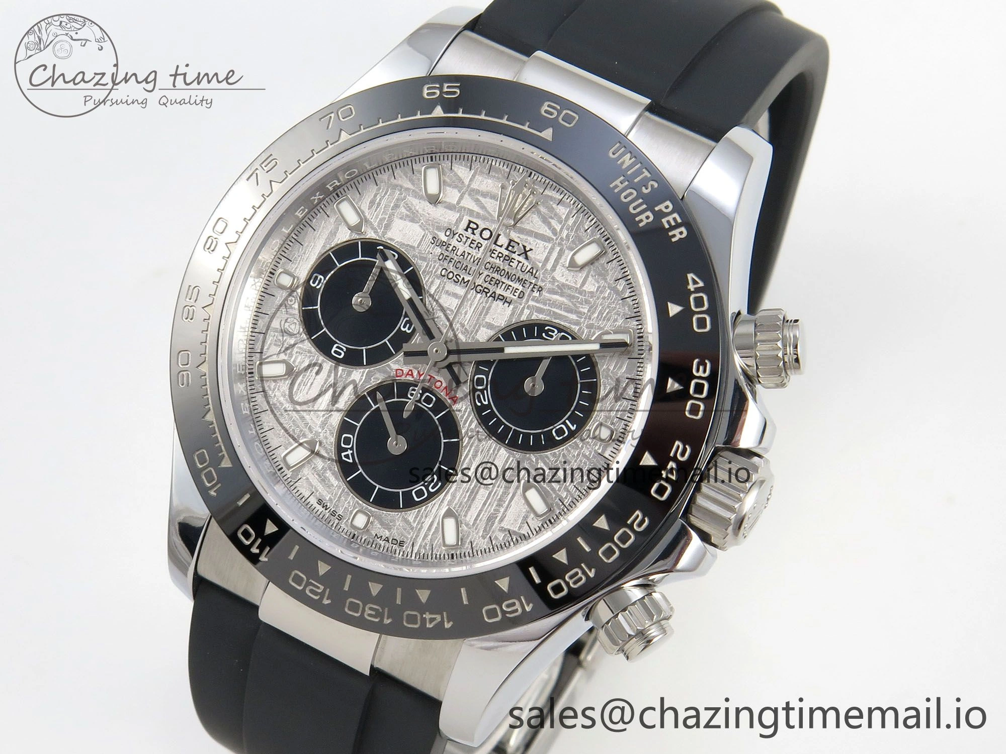 WeatherProof Daytona 116519 SS 3CF 1:1 Best Edition Black Bezel Meteorite Dial on Oysterflex Strap SH4130 V2(Mod Version) 143