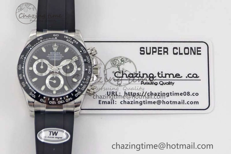Breathable Daytona 116519 SS TWF 1:1 Best Edition 904L Steel Black Dial on Oysterflex Strap A 2409