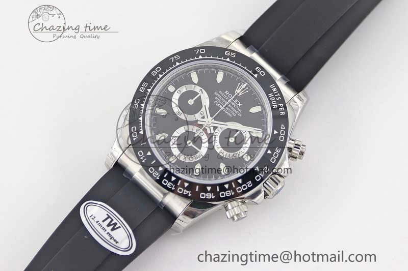 Breathable Daytona 116519 SS TWF 1:1 Best Edition 904L Steel Black Dial on Oysterflex Strap A 2409