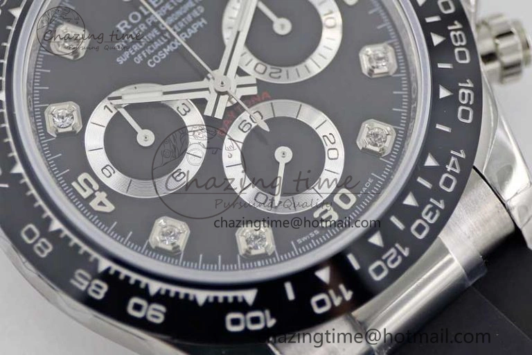 Elegant Daytona 116519 SS TWF 1:1 Best Edition 904L Steel Black Diamonds Dial on Oysterflex Strap A 2413