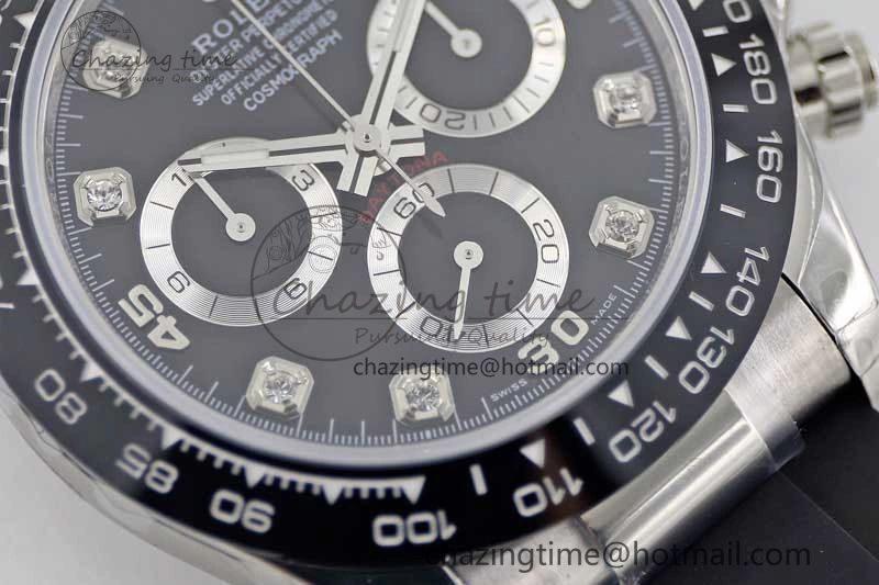 Elegant Daytona 116519 SS TWF 1:1 Best Edition 904L Steel Black Diamonds Dial on Oysterflex Strap A 2413