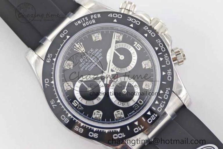 Elegant Daytona 116519 SS TWF 1:1 Best Edition 904L Steel Black Diamonds Dial on Oysterflex Strap A 2413
