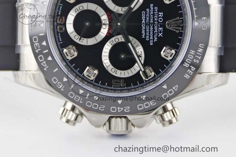 Elegant Daytona 116519 SS TWF 1:1 Best Edition 904L Steel Black Diamonds Dial on Oysterflex Strap A 2413