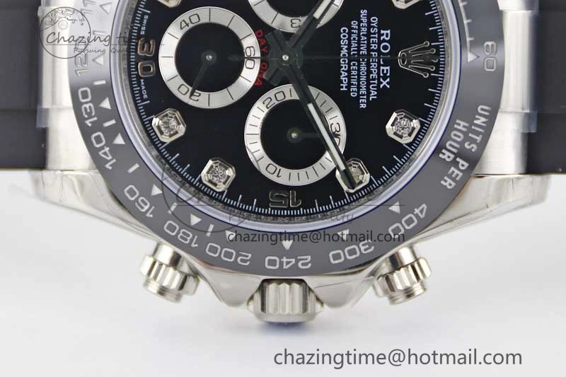 Elegant Daytona 116519 SS TWF 1:1 Best Edition 904L Steel Black Diamonds Dial on Oysterflex Strap A 2413