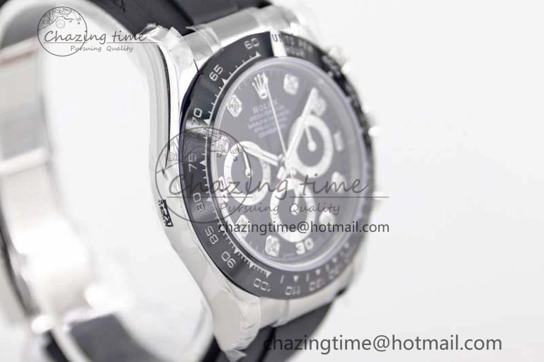 Elegant Daytona 116519 SS TWF 1:1 Best Edition 904L Steel Black Diamonds Dial on Oysterflex Strap A 2413